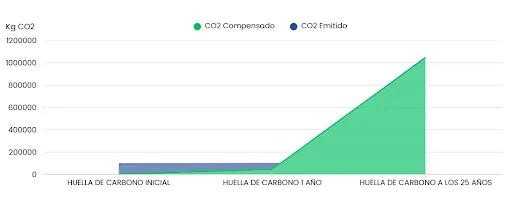 ¿Cuánto contamina un panel solar? 3 Gráfico de emisiones de nuestra instalación